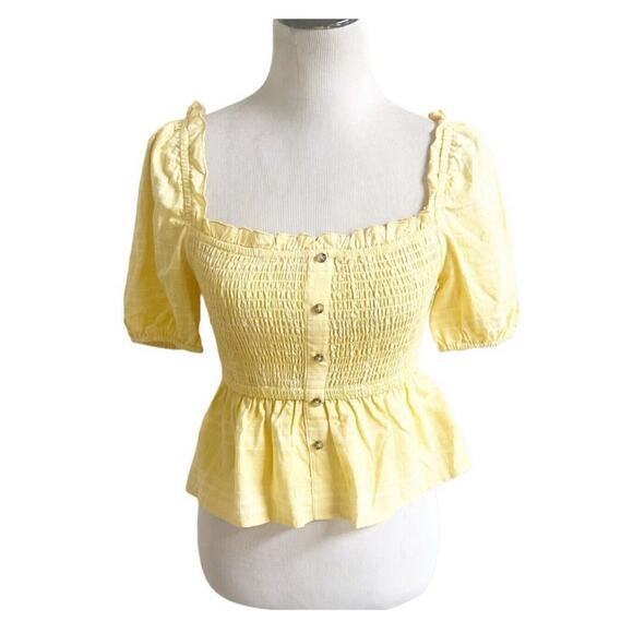 The Fifth Label Hummingbird Smocked Cropped Top Size 6 NWT Butter Yellow - Picture 3 of 10